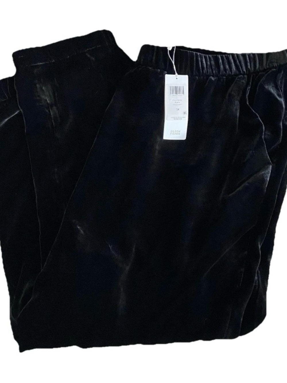 Eileen Fisher Woman Plus Size 3X Black Velvet Ankle Pants NWT $258 Pull On